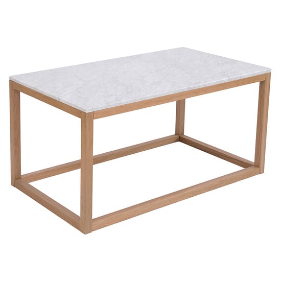Harlots White Marble Coffee Table With Solid Oak Frame