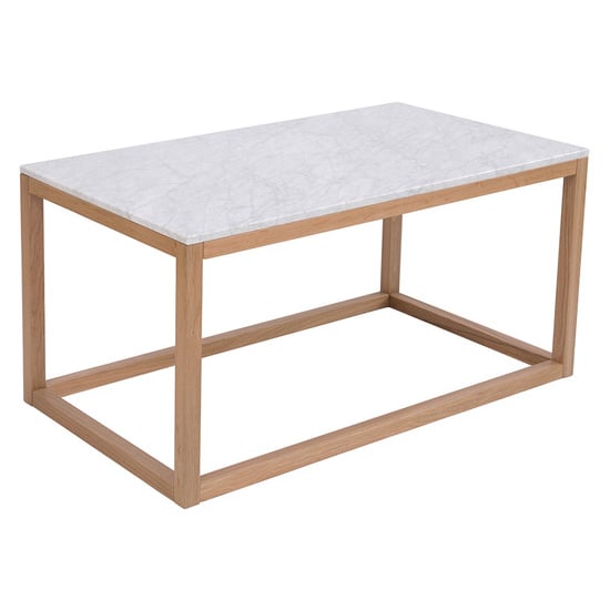 Read more about Harlots white marble coffee table with solid oak frame