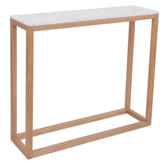 Read more about Harlots white marble console table with solid oak frame