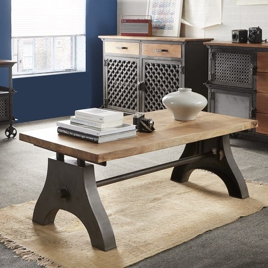 Photo of Harlow coffee table in solid hardwood and reclaimed metal