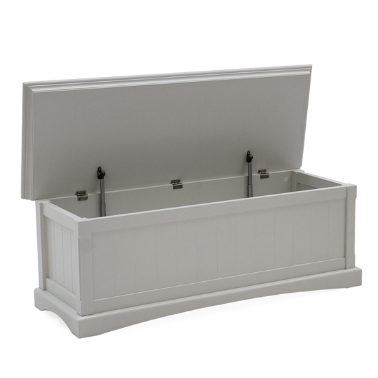 Kenton Contemporary Chenille Fabric Blanket Box In Light Grey Sale