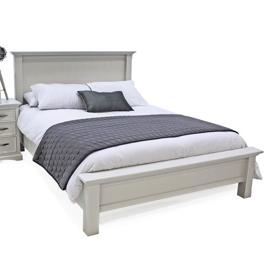 Harlow Wooden Double Bed In Grey Furniture in Fashion