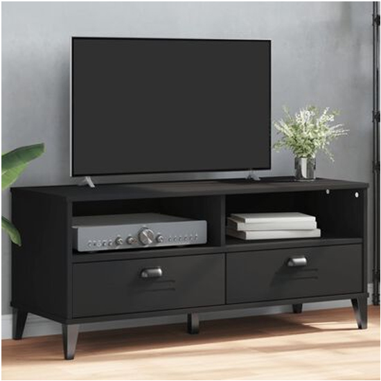 Harlow Wooden TV Stand With 2 drawers In Black