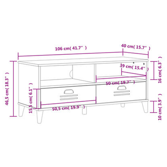 Harlow Wooden TV Stand With 2 drawers In Black