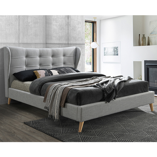Photo of Harper fabric double bed in dove grey
