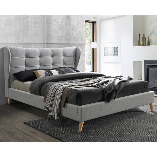 Harper Fabric Double Bed In Dove Grey Furniture in Fashion