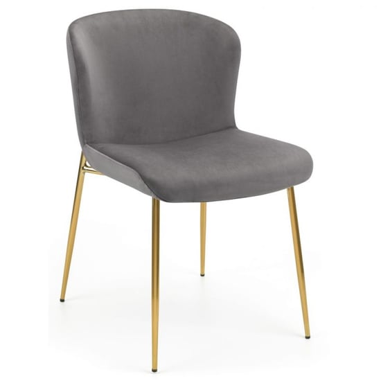Haimi Grey Velvet Dining Chair With Gold Metal Legs In Pair_2