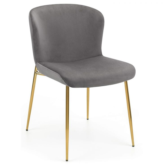 Haimi Grey Velvet Dining Chair With Gold Metal Legs In Pair Furniture