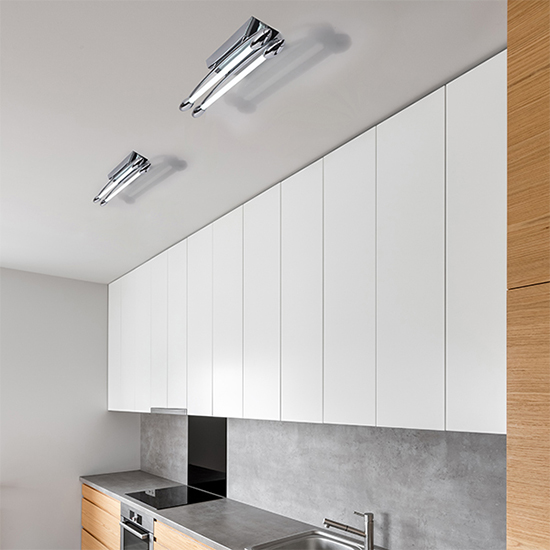 Harper LED 2 Light Small Flush Ceiling Light In Polished Chrome