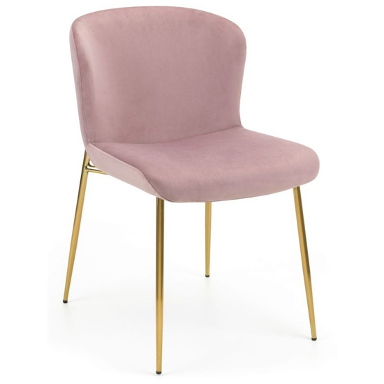 Haimi Pink Velvet Dining Chair With Gold Metal Legs In Pair_2