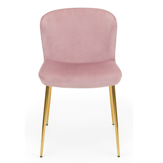 Haimi Pink Velvet Dining Chair With Gold Metal Legs In Pair