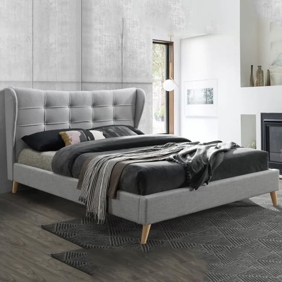 Harpers Fabric King Size Bed In Dove Grey