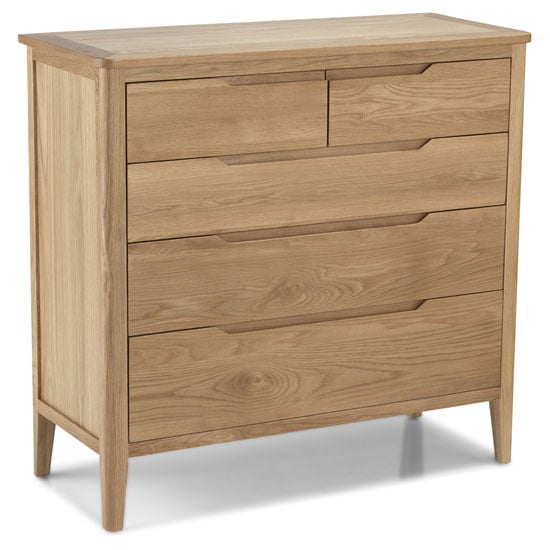 Product photograph of Harriet Chest Of Drawers In Robust Solid Oak With 5 Drawers from Furniture in Fashion