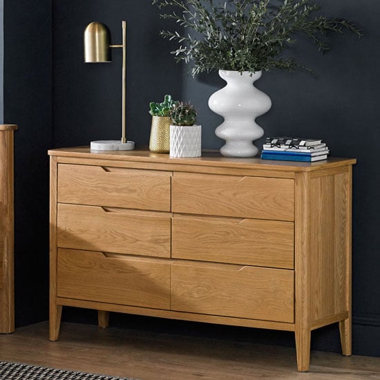 Product photograph of Harriet Chest Of Drawers In Robust Solid Oak With 6 Drawers from Furniture in Fashion