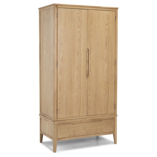 Harriet Double Door Wardrobe In Robust Solid Oak With 1 Drawer_2