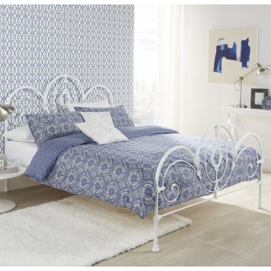 Harriet Metal King Size Bed In White Furniture in Fashion