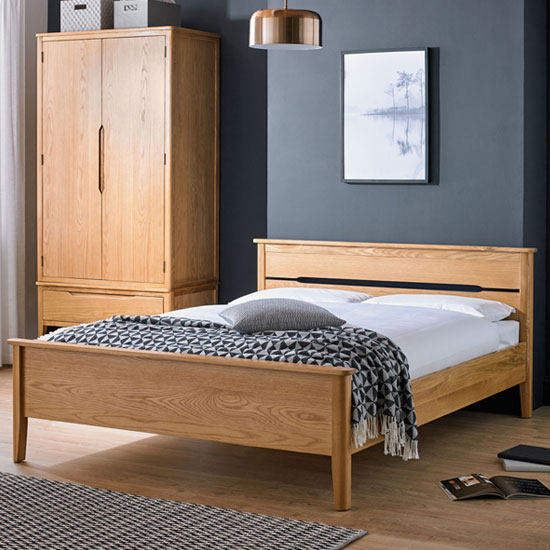Harriet Wooden Double Bed In Robust Solid Oak Furniture in Fashion