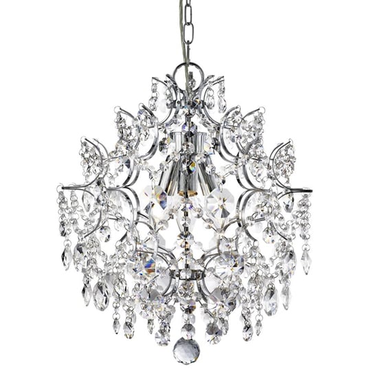 Photo of Harrietta 3 lights crystal drops pendant light in chrome