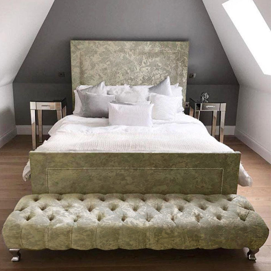 Harrington Plush Velvet Upholstered Small Double Bed In Cream FiF