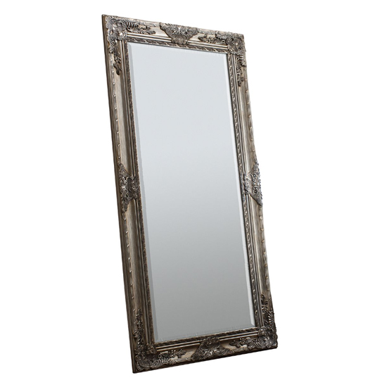 Harris Bevelled Leaner Floor Mirror In Antique Silver Furniture in