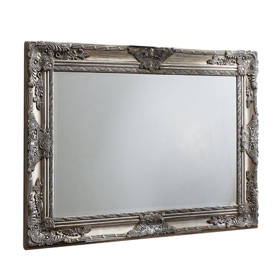 Product photograph of Harris Bevelled Rectangular Wall Mirror In Antique Silver from Furniture in Fashion