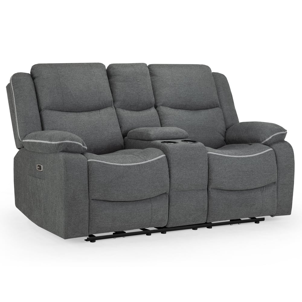 Harris Fabric Electric Recliner 2 Seater Sofa In Graphite
