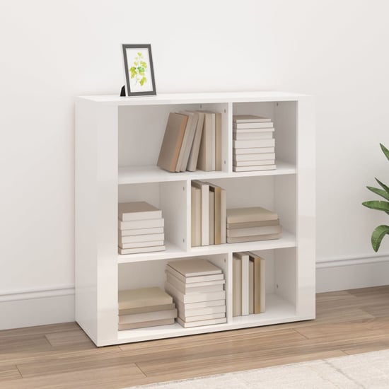 Product photograph of Harris High Gloss Bookcase With 6 Shelves In White from Furniture in Fashion