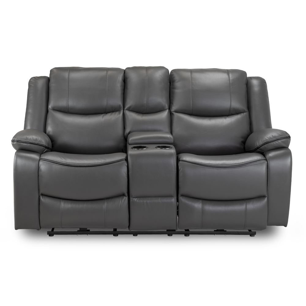 Harris Faux Leather Electric Recliner 2 Seater Sofa In Grey