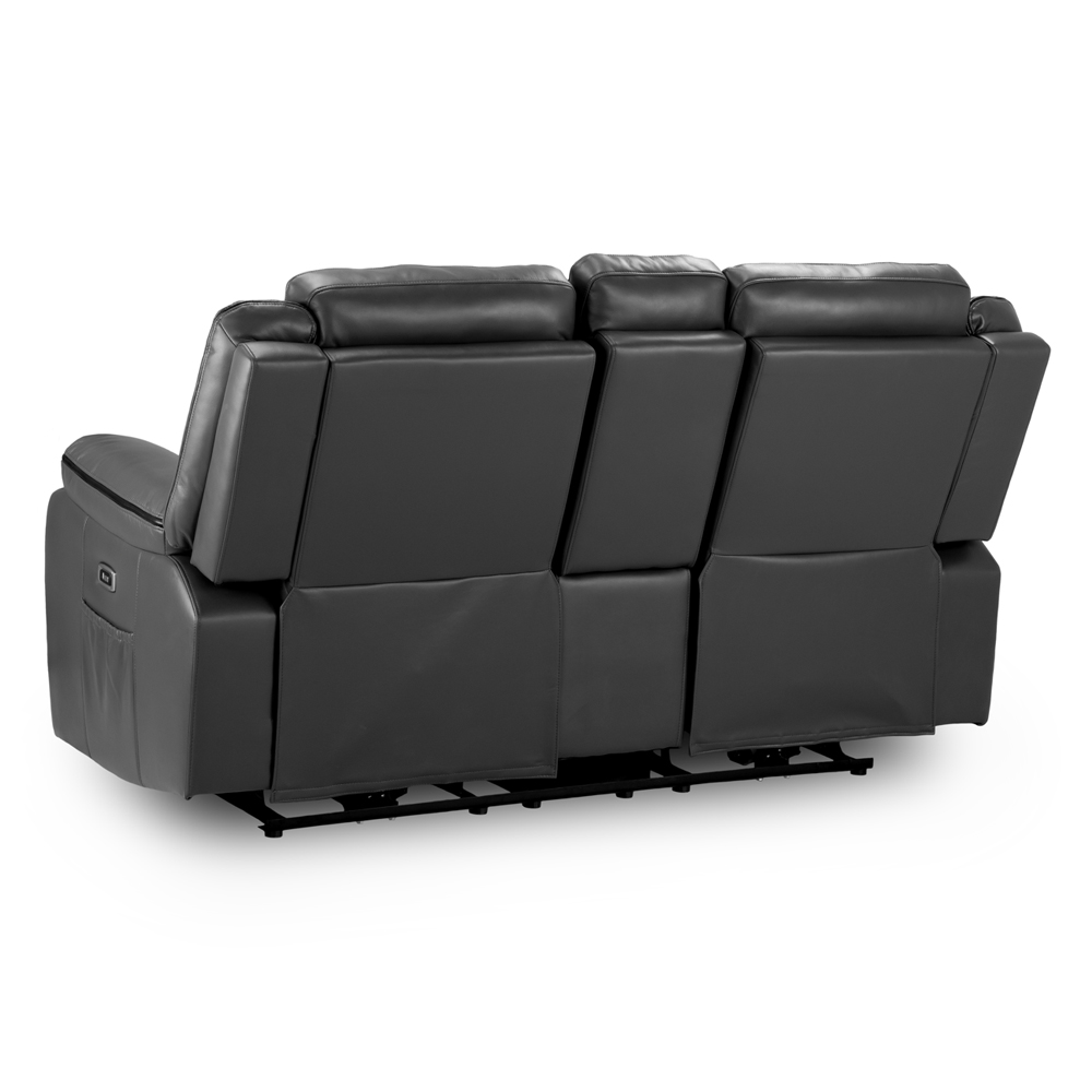 Harris Faux Leather Electric Recliner 2 Seater Sofa In Grey