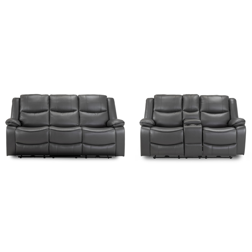 Harris Faux Leather Electric Recliner 3+2 Seater Sofa Set In Grey