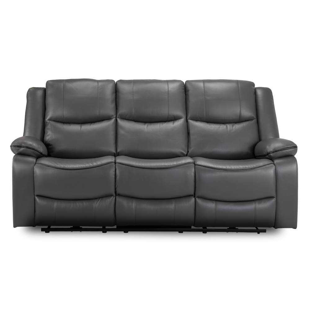Harris Faux Leather Electric Recliner 3 Seater Sofa In Grey