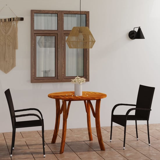 Product photograph of Harris Small Wooden Rattan 3 Piece Garden Dining Set In Black from Furniture in Fashion