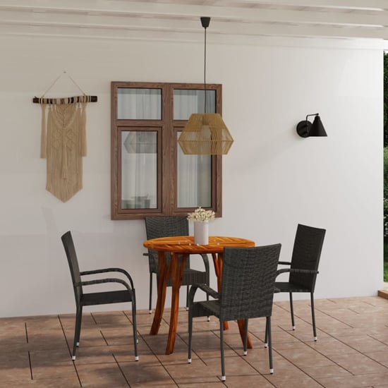 Product photograph of Harris Small Wooden Rattan 5 Piece Garden Dining Set In Grey from Furniture in Fashion