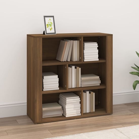 Photo of Harris wooden bookcase with 6 shelves in brown oak