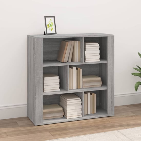 Product photograph of Harris Wooden Bookcase With 6 Shelves In Grey Sonoma Oak from Furniture in Fashion