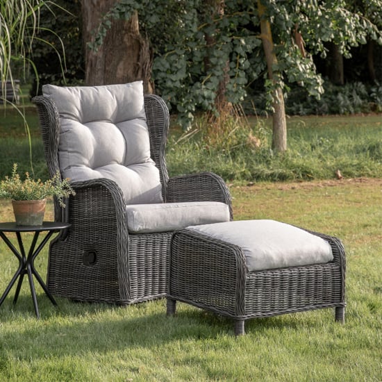 Harrisburg Outdoor Reclining Chair And Footstool In Grey_1