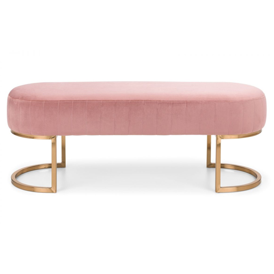 Halle Velvet Upholstered Hallway Bench In Dusky Pink