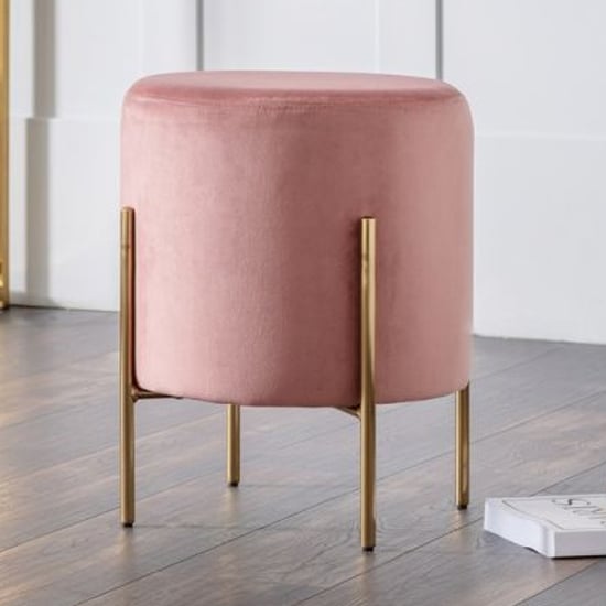 Harrogate Velvet Upholstered Stool In Dusky Pink
