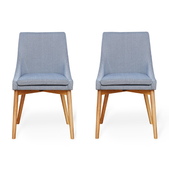 Read more about Harrow grey fabric dining chairs with oak legs in pair