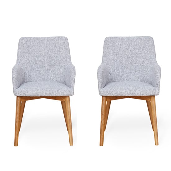 Harrow Light Grey Fabric Dining Chairs, Grey Dining Chairs Oak Legs