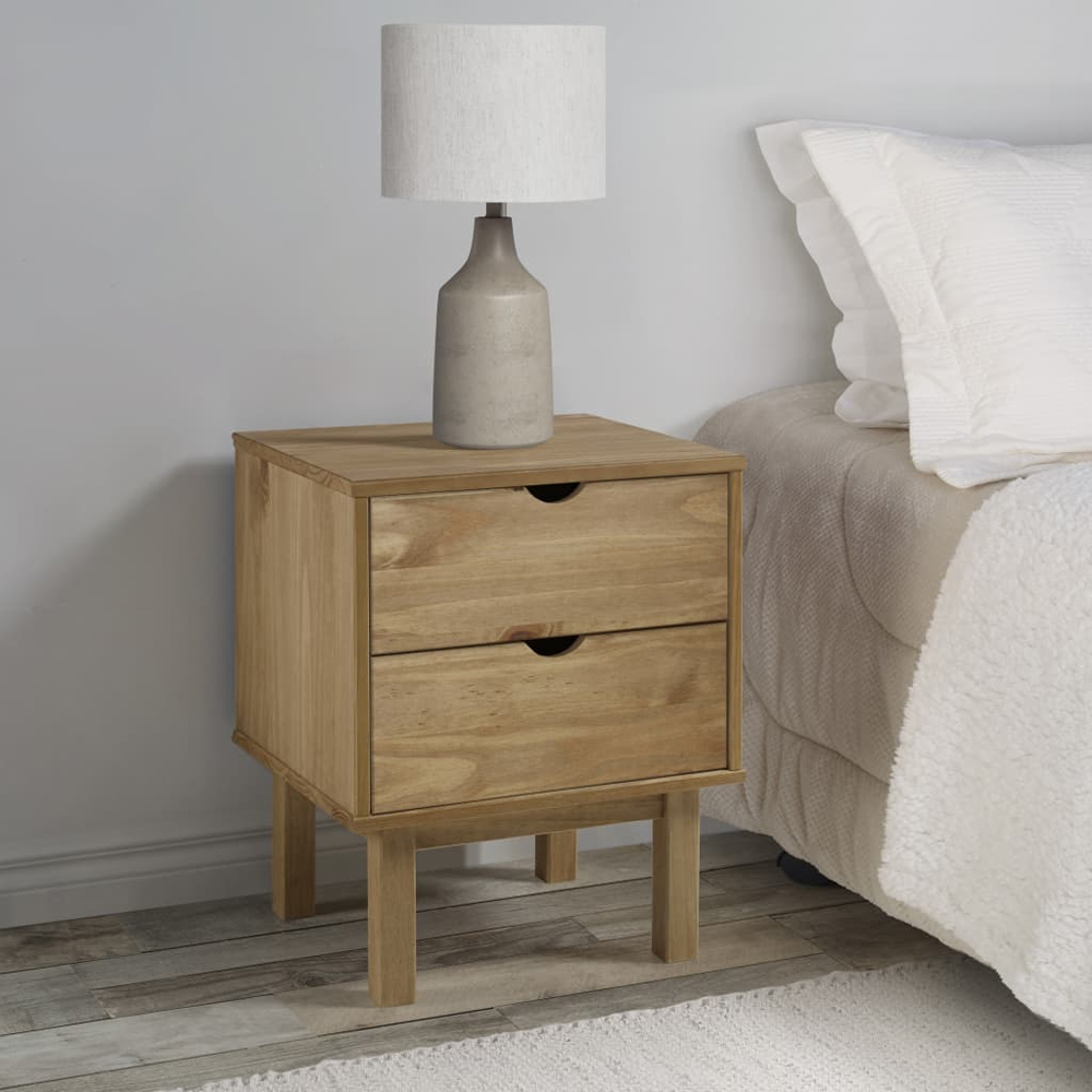 Read more about Harrow wooden bedside cabinet with 2 drawers in brown