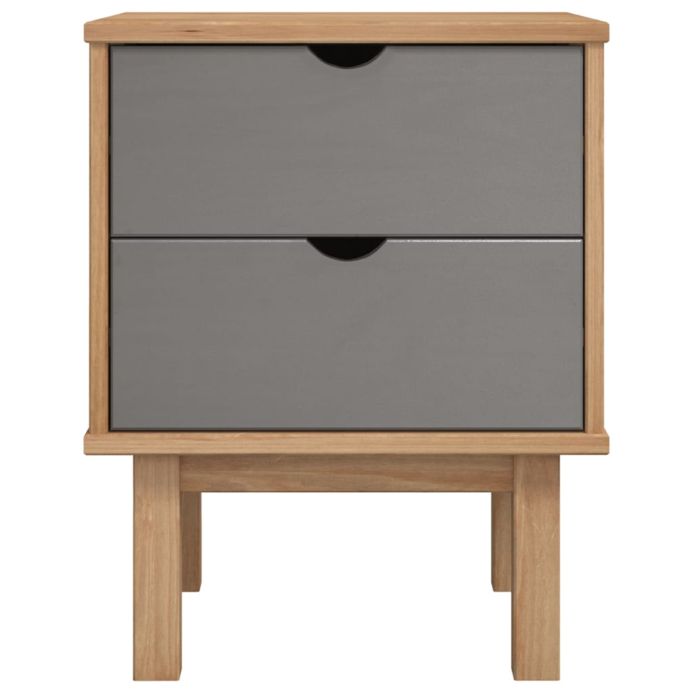 Harrow Wooden Bedside Cabinet With 2 Drawers In Grey Brown