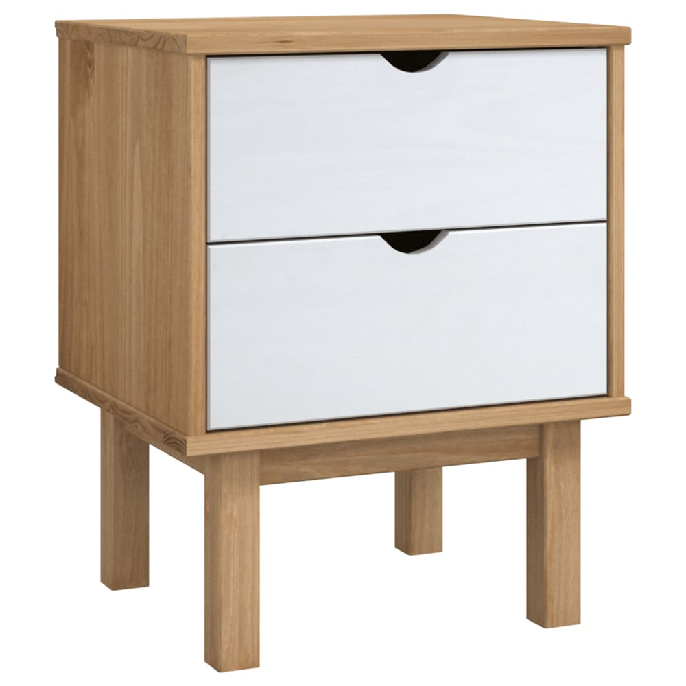 Harrow Wooden Bedside Cabinet With 2 Drawers In White Brown