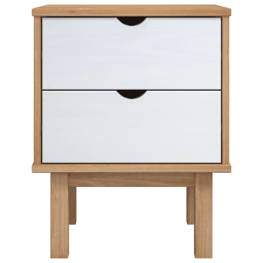 Harrow Wooden Bedside Cabinet With 2 Drawers In White Brown