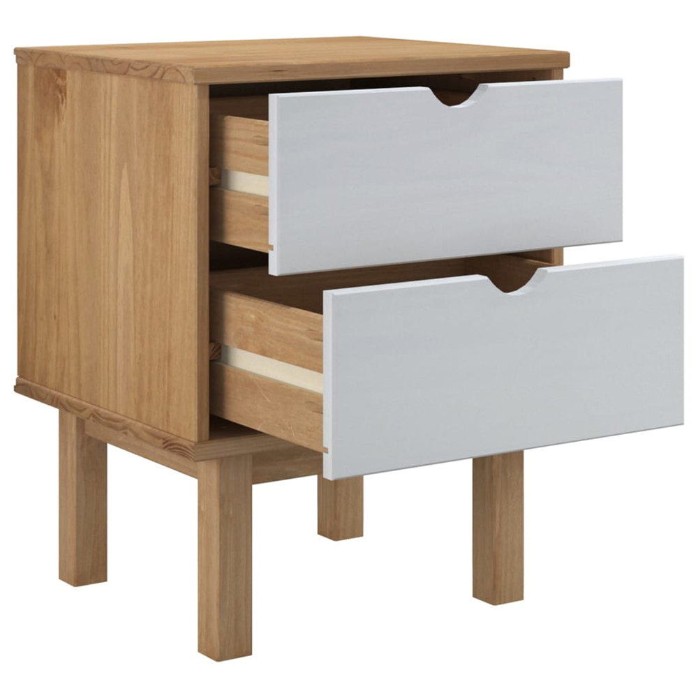 Harrow Wooden Bedside Cabinet With 2 Drawers In White Brown