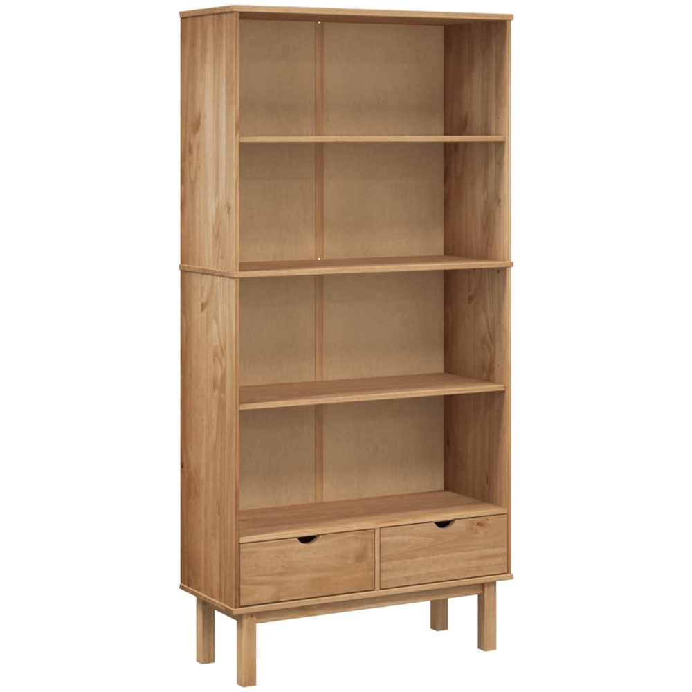 Harrow Wooden Bookcase With 2 Drawers In Brown
