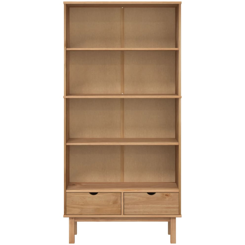 Harrow Wooden Bookcase With 2 Drawers In Brown