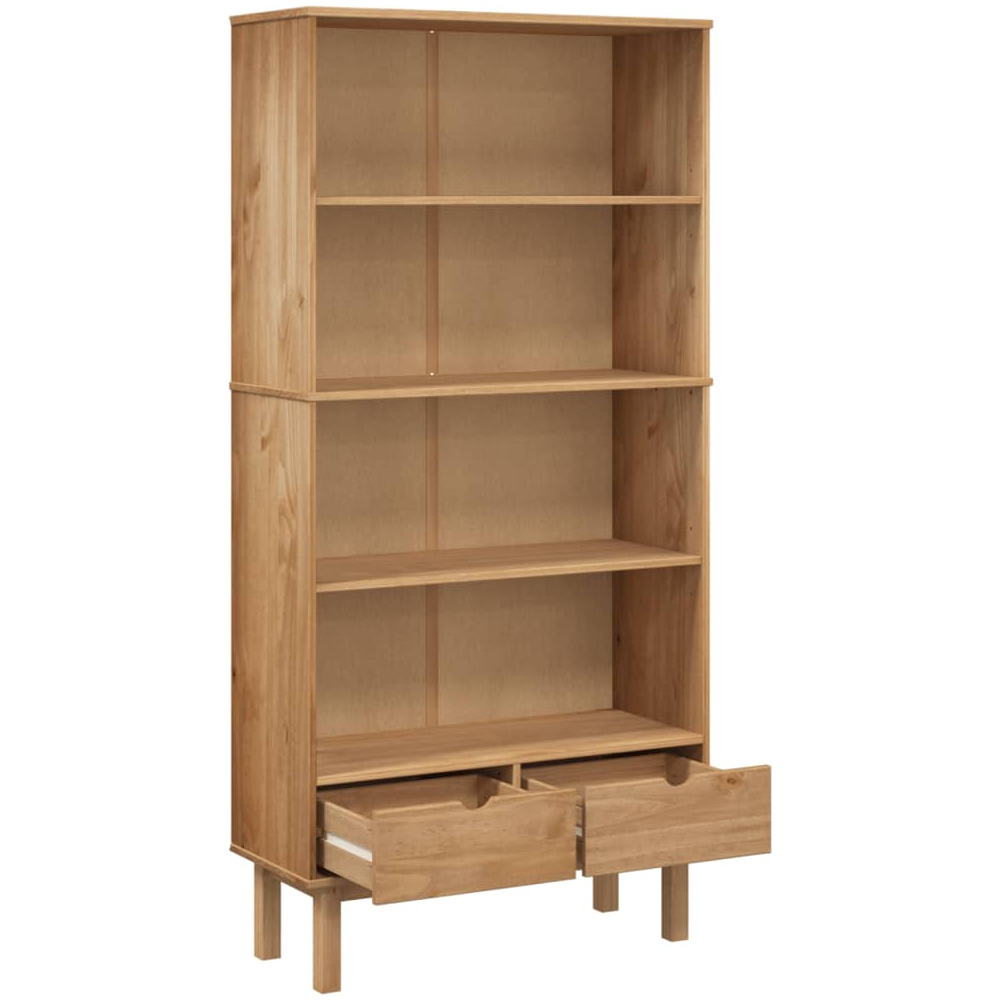 Harrow Wooden Bookcase With 2 Drawers In Brown