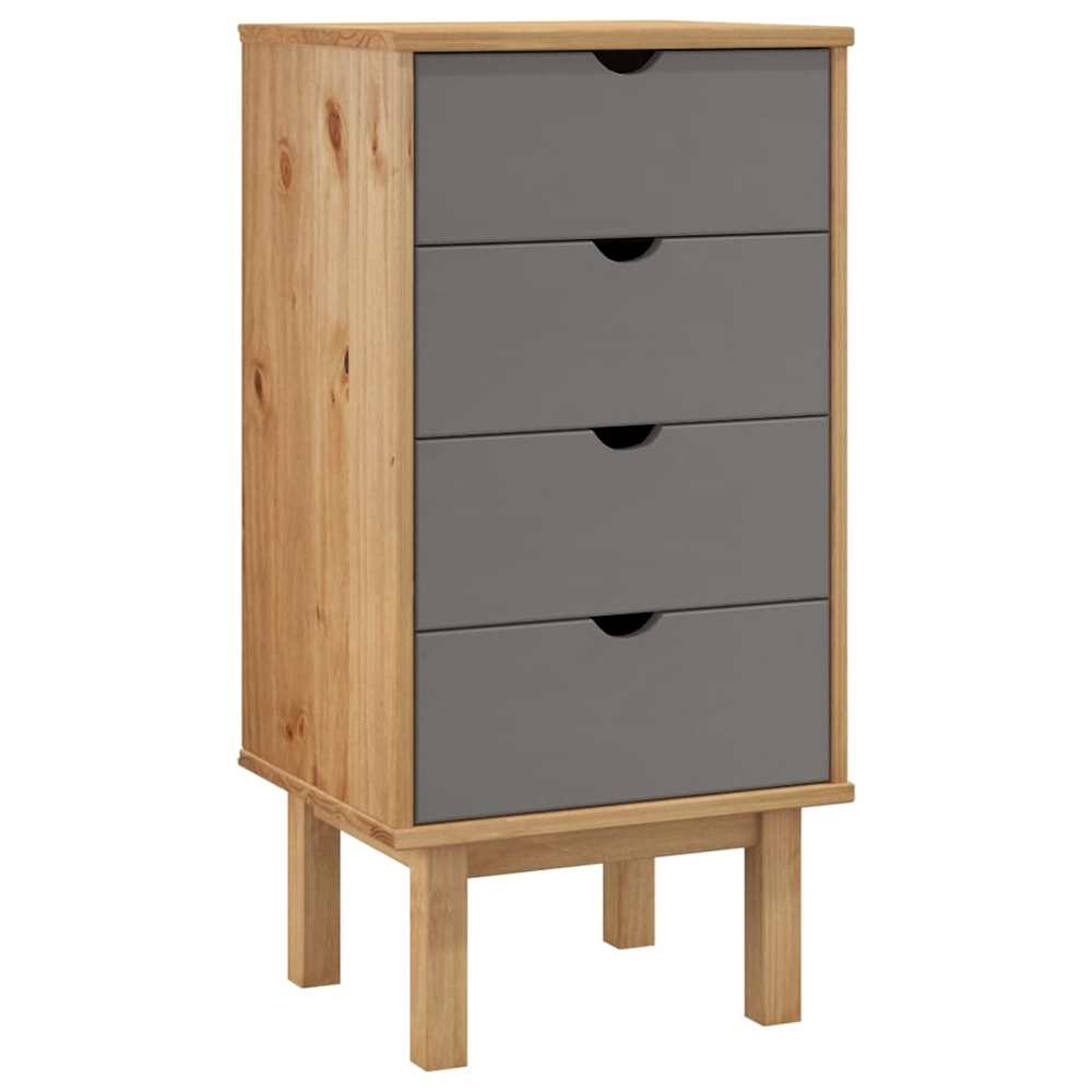 Harrow Wooden Chest Of 4 Drawers Tall In Grey Brown