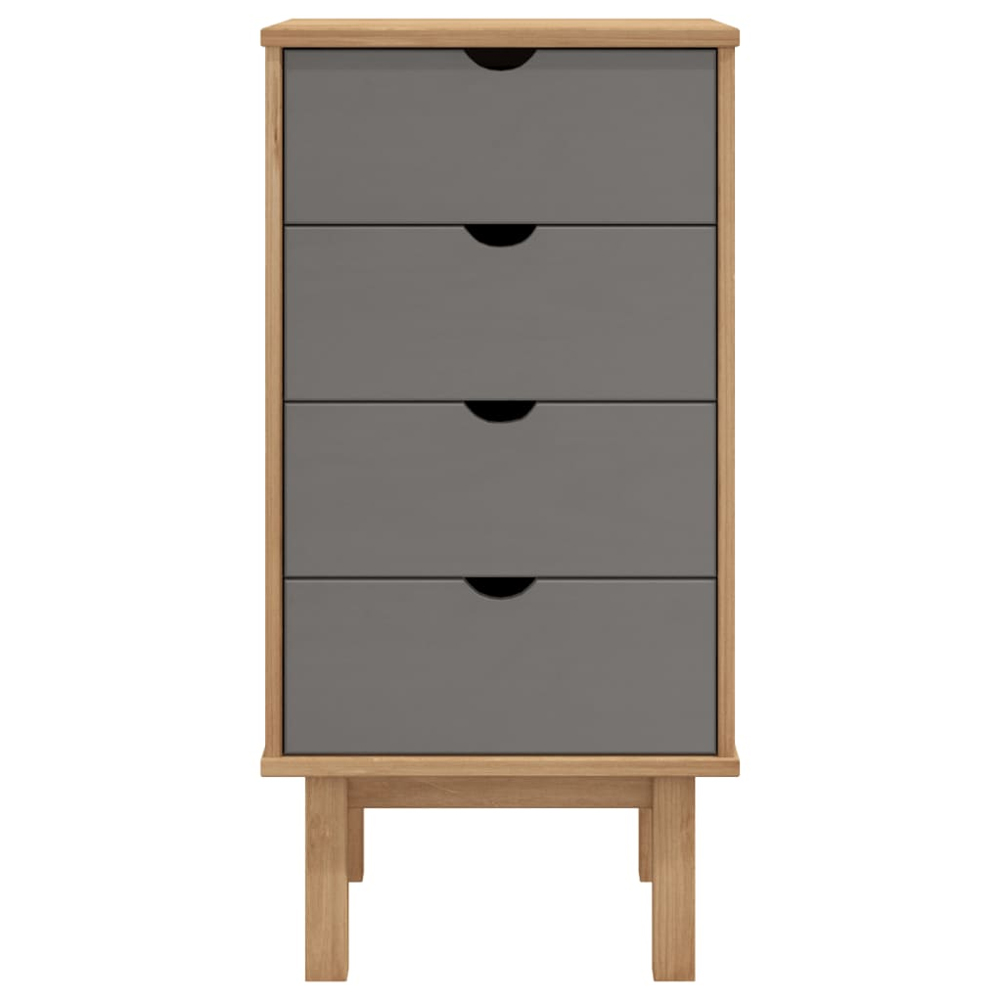 Harrow Wooden Chest Of 4 Drawers Tall In Grey Brown